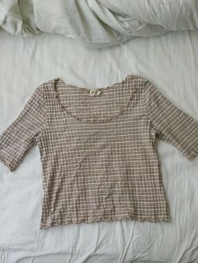 Nation los Angeles Boat Neck Scalloped Edge T Shirt